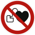 Kein Zutritt für Personen mit Herzschrittmachern oder implantierten Defibrillatoren nach ISO 7010 (P 007) Kein Zutritt für Personen mit Herzschrittmachern oder implantierten Defibrillatoren nach ISO 7010 (P 007)