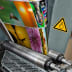 Warnschild gegenläufige Rollen in Offsetdrucker nach ISO 7010