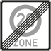 Ende einer Tempo 20-Zone - Verkehrsschild VZ 274.2-20 Ende einer Tempo 20-Zone - Verkehrsschild VZ 274.2-20