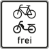 Radverkehr und Mofas frei - Verkehrsschild VZ 1022-14 Radverkehr und Mofas frei - Verkehrsschild VZ 1022-14