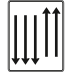Fahrstreifentafel mit Gegenverkehr, 2-streifig in Fahrtrichtung und 3-streifig in Gegenrichtung - Verkehrszeichen VZ 522-35