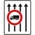 Fahrstreifentafel ohne Gegenverkehr, 4-streifig in Fahrtrichtung (mit VZ 253) - Verkehrszeichen VZ 524-32 Fahrstreifentafel ohne Gegenverkehr, 4-streifig in Fahrtrichtung (mit VZ 253) - Verkehrszeichen VZ 524-32