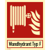 Löschschlauch mit Schriftzug Typ F nach ISO 7010 Löschschlauch mit Schriftzug Typ F nach ISO 7010