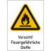 Kombischild Vorsicht! Feuergefährliche Stoffe (ISO 7010) Kombischild Vorsicht! Feuergefährliche Stoffe (ISO 7010)