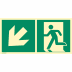 Kombischild Notausgang links abwärts nach ISO 7010 (E 001), ISO 3864, ISO 16069 Kombischild Notausgang links abwärts nach ISO 7010 (E 001), ISO 3864, ISO 16069