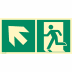 Kombischild Notausgang links aufwärts nach ISO 7010 (E 001), ISO 3864, ISO 16069 Kombischild Notausgang links aufwärts nach ISO 7010 (E 001), ISO 3864, ISO 16069