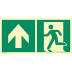 Kombischild Notausgang nach oben (Pfeil links) nach ISO 7010 (E 001), ISO 3864, ISO 16069 Kombischild Notausgang nach oben (Pfeil links) nach ISO 7010 (E 001), ISO 3864, ISO 16069