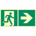 Kombischild Notausgang rechts nach ISO 7010 (E 001), ISO 3864, ISO 16069 Kombischild Notausgang rechts nach ISO 7010 (E 001), ISO 3864, ISO 16069