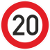 Zulässige Höchstgeschwindigkeit 20 km/h (Verkehrsschild Nr. 274-20) Zulässige Höchstgeschwindigkeit 20 km/h (Verkehrsschild Nr. 274-20)