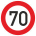 Zulässige Höchstgeschwindigkeit 70 km/h (Verkehrsschild Nr. 274-70)