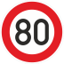 Zulässige Höchstgeschwindigkeit 80 km/h (Verkehrsschild Nr. 274-80)