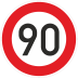 Zulässige Höchstgeschwindigkeit 90 km/h (Verkehrsschild Nr. 274-90) Zulässige Höchstgeschwindigkeit 90 km/h (Verkehrsschild Nr. 274-90)