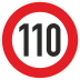Zulässige Höchstgeschwindigkeit 110 km/h (Verkehrsschild Nr. 274-110)