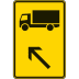 Wegweiser für KFZ mit einer zulässigen Gesamtmasse über 3,5 t, links einordnen (Verkehrsschild Nr. 422-11)