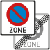 Eingeschränktes Haltverbot für eine Zone Verkehrsschild Eingeschränktes Haltverbot für eine Zone Verkehrsschild