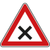 Verkehrszeichen VZ 102 Kreuzung oder Einmündung / Schild rechts vor links VZ 102 Verkehrszeichen | Verkehrsschild Kreuzung oder Einmündung mit rotem Rand und Kreuz