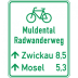 Radwegschild - Tabellenwegweiser