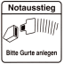 Piktogramm - Notausstieg / Bitte Gurte anlegen Piktogramm - Notausstieg / Bitte Gurte anlegen
