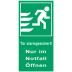 Tür alarmgesichert! Nur im Notfall öffnen Tür alarmgesichert! Nur im Notfall öffnen