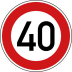 VZ 274-54 - Höchstgeschwindigkeit 40 km/h Schild