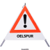 Faltsignal - Gefahrenstelle mit Text: OELSPUR Faltsignal - Gefahrenstelle mit Text: OELSPUR