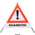 Faltsignal - Gefahrenstelle mit Text: BAUARBEITEN Faltsignal - Gefahrenstelle mit Text: BAUARBEITEN