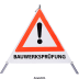 Faltsignal - Gefahrenstelle mit Text: BAUWERKSPRÜFUNG Faltsignal - Gefahrenstelle mit Text: BAUWERKSPRÜFUNG