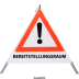 Faltsignal - Gefahrenstelle mit Text: BEREITSTELLUNGSRAUM Faltsignal - Gefahrenstelle mit Text: BEREITSTELLUNGSRAUM