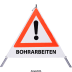 Faltsignal - Gefahrenstelle mit Text: BOHRARBEITEN Faltsignal - Gefahrenstelle mit Text: BOHRARBEITEN