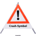 Faltsignal - Gefahrenstelle mit Text: Crash-Symbol Faltsignal - Gefahrenstelle mit Text: Crash-Symbol
