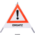 Faltsignal - Gefahrenstelle mit Text: EINSATZ Faltsignal - Gefahrenstelle mit Text: EINSATZ