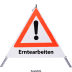 Faltsignal - Gefahrenstelle mit Text: Erntearbeiten Faltsignal - Gefahrenstelle mit Text: Erntearbeiten