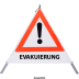 Faltsignal - Gefahrenstelle mit Text: EVAKUIERUNG Faltsignal - Gefahrenstelle mit Text: EVAKUIERUNG