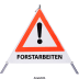 Faltsignal - Gefahrenstelle mit Text: FORSTARBEITEN Faltsignal - Gefahrenstelle mit Text: FORSTARBEITEN
