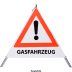 Faltsignal - Gefahrenstelle mit Text: GASFAHRZEUG