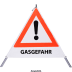Faltsignal - Gefahrenstelle mit Text: GASGEFAHR Faltsignal - Gefahrenstelle mit Text: GASGEFAHR