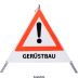 Faltsignal - Gefahrenstelle mit Text: GERÜSTBAU Faltsignal - Gefahrenstelle mit Text: GERÜSTBAU