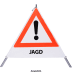 Faltsignal - Gefahrenstelle mit Text: JAGD