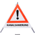 Faltsignal - Gefahrenstelle mit Text: KANALSANIERUNG Faltsignal - Gefahrenstelle mit Text: KANALSANIERUNG