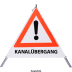 Faltsignal - Gefahrenstelle mit Text: KANALÜBERGANG Faltsignal - Gefahrenstelle mit Text: KANALÜBERGANG