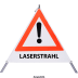 Faltsignal - Gefahrenstelle mit Text: LASERSTRAHL Faltsignal - Gefahrenstelle mit Text: LASERSTRAHL