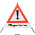 Faltsignal - Gefahrenstelle mit Text: Pflegearbeiten Faltsignal - Gefahrenstelle mit Text: Pflegearbeiten