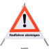Faltsignal - Gefahrenstelle mit Text: Radfahrer absteigen Faltsignal - Gefahrenstelle mit Text: Radfahrer absteigen