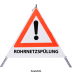 Faltsignal - Gefahrenstelle mit Text: ROHRNETZSPÜLUNG Faltsignal - Gefahrenstelle mit Text: ROHRNETZSPÜLUNG
