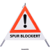 Faltsignal - Gefahrenstelle mit Text: SPUR BLOCKIERT