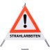 Faltsignal - Gefahrenstelle mit Text: STRAHLARBEITEN Faltsignal - Gefahrenstelle mit Text: STRAHLARBEITEN