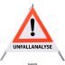 Faltsignal - Gefahrenstelle mit Text: UNFALLANALYSE