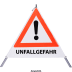 Faltsignal - Gefahrenstelle mit Text: UNFALLGEFAHR Faltsignal - Gefahrenstelle mit Text: UNFALLGEFAHR