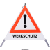 Faltsignal - Gefahrenstelle mit Text: WERKSCHUTZ Faltsignal - Gefahrenstelle mit Text: WERKSCHUTZ
