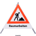Faltsignal - Baustelle mit Text: Baumarbeiten